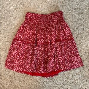 HOLLISTER High Rise Red Floral Mini Skirt